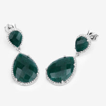 Load image into Gallery viewer, 19.42 Carat Dyed Emerald and White Topaz .925 Sterling Silver Earrings

