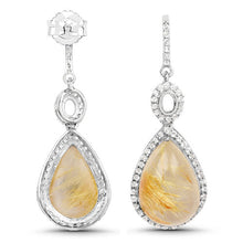 Load image into Gallery viewer, 10.04 Carat Genuine Golden Rutile And White Topaz .925 Sterling Silver Earrings

