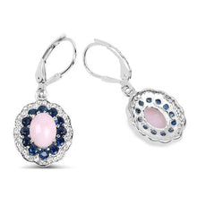 Load image into Gallery viewer, 4.00 Carat Genuine Opal Pink, Blue Sapphire and White Topaz .925 Sterling Silver Earrings
