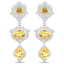 Load image into Gallery viewer, 6.63 Carat Genuine Citrine and White Topaz .925 Sterling Silver Earrings
