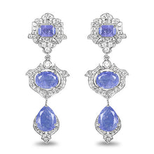 Load image into Gallery viewer, 7.73 Carat Genuine Tanzanite and White Topaz .925 Sterling Silver Earrings
