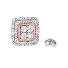 Load image into Gallery viewer, 10K Yellow, White, and Rose Gold Plated Sterling Silver Diamond Accent Earrings (I-J Clarity, I3 Color)
