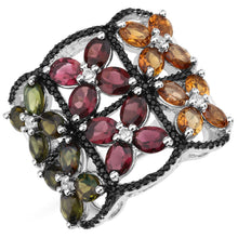 Load image into Gallery viewer, 8.38 Carat Genuine Multi Tourmaline .925 Sterling Silver Ring
