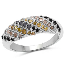 Load image into Gallery viewer, 0.63 Carat Genuine Champagne Diamond, Yellow Diamond &amp; Black Diamond .925 Sterling Silver Ring
