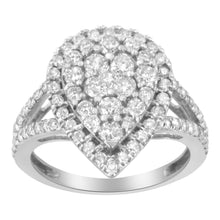 Load image into Gallery viewer, .925 Sterling Silver Diamond Cluster Ring (1 1/2 Cttw, H-I Color, I1-I2 Clarity) - Size 6
