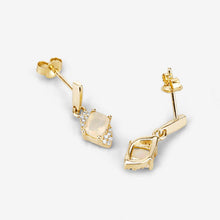 Load image into Gallery viewer, 0.57 Carat Genuine Ethiopian Opal and White Diamond 14K Yellow Gold Earrings

