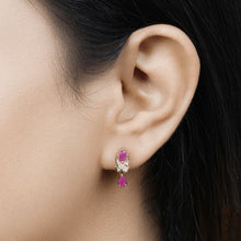 Load image into Gallery viewer, 1.12 Carat Genuine Ruby and White Diamond 14K Yellow Gold Earrings
