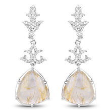 Load image into Gallery viewer, 15.97 Carat Genuine Golden Rutile And White Topaz .925 Sterling Silver Earrings
