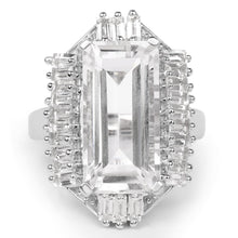 Load image into Gallery viewer, 9.77 Carat Genuine Crystal Quartz &amp; White Topaz .925 Sterling Silver Ring
