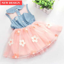 Load image into Gallery viewer, Children's Wear Dress Girls  Dresses For Party and Wedding with 100% Cotton Striped Lapel Fly Sleeves
