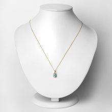 Load image into Gallery viewer, 0.89 Carat Genuine Swiss Blue Topaz and White Diamond 14K Yellow Gold Pendant
