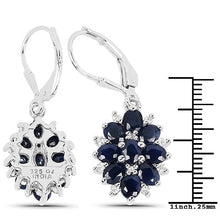 Load image into Gallery viewer, 3.94 Carat Blue Sapphire and White Zircon .925 Sterling Silver Earrings
