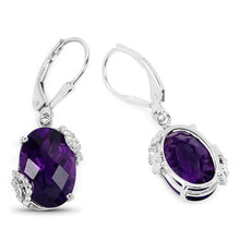 Load image into Gallery viewer, 10.18 Carat Genuine Amethyst and White Topaz .925 Sterling Silver Earrings
