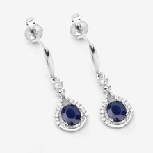 Load image into Gallery viewer, 0.86 Carat Genuine Blue Sapphire and White Diamond 14K White Gold Earrings
