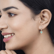 Load image into Gallery viewer, 0.70 Carat Genuine Zambian Emerald and White Diamond 14K Yellow Gold Earrings
