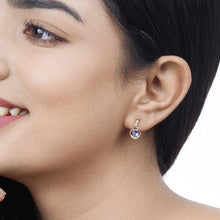 Load image into Gallery viewer, 0.76 Carat Genuine Tanzanite and White Diamond 14K Yellow Gold Earrings
