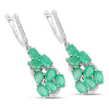 Load image into Gallery viewer, 6.69 Carat Genuine Emerald and White Diamond .925 Sterling Silver Earrings
