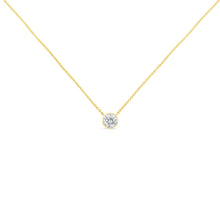 Load image into Gallery viewer, 10K Yellow Gold 1/3 Carat Round Brilliant-Cut Diamond Modern Bezel-Set Solitaire 16"-18" Pendant Necklace (H-I Color, SI2-I1 Clarity)
