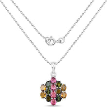 Load image into Gallery viewer, 4.34 Carat Genuine Pink Tourmaline, Green Tourmaline &amp; Brown Tourmaline .925 Sterling Silver Pendant
