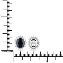 Load image into Gallery viewer, 3.32 Carat Genuine Blue Sapphire and White Diamond 14K White Gold Earrings
