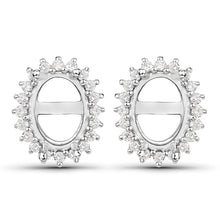 Load image into Gallery viewer, 0.26 Carat Genuine White Diamond 14K White Gold Semi Mount Earrings - holds 8x6mm Oval Gemstones
