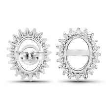 Load image into Gallery viewer, 0.26 Carat Genuine White Diamond 14K White Gold Semi Mount Earrings - holds 8x6mm Oval Gemstones
