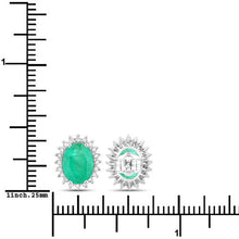 Load image into Gallery viewer, 2.66 Carat Genuine Zambian Emerald and White Diamond 10K White Gold Earrings
