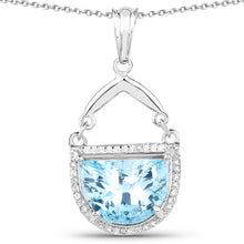 Load image into Gallery viewer, 4.08 Carat Genuine Swiss Blue Topaz &amp; White Topaz .925 Sterling Silver Pendant
