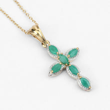 Load image into Gallery viewer, 18K Yellow Gold Plated 0.84 Carat Genuine Emerald .925 Sterling Silver Pendant

