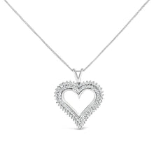 Load image into Gallery viewer, .925 Sterling Silver 1.00 Cttw Lab-Grown Diamond Open Heart Pendant Necklace (F-G Color, VS1-VS2 Clarity) - 18" Inches
