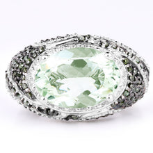Load image into Gallery viewer, 5.98 Carat Genuine Green Amethyst &amp; Green Diamond .925 Sterling Silver Ring
