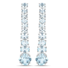 Load image into Gallery viewer, 18K White Gold Plated 8.52 Carat Genuine Blue Topaz .925 Sterling Silver Earrings
