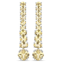 Load image into Gallery viewer, 18K White Gold Plated 7.22 Carat Genuine Citrine .925 Sterling Silver Earrings
