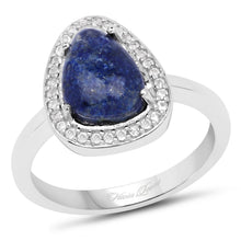 Load image into Gallery viewer, 2.03 Carat Genuine Lapis And White Topaz .925 Sterling Silver Ring
