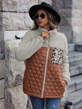 Load image into Gallery viewer, Unique Autumn Leopard Color Block Zip-Up Jacket Trendy Lightweight Jacket with Pockets Charming Winter Jacket
