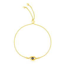 Load image into Gallery viewer, 14k Yellow Gold Adjustable Evil Eye Bracelet
