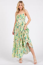 Load image into Gallery viewer, New Summer  Floral Smocked Back Ruffled Hem Maxi Cami Dress – Bohemian Elegance, Feminine, Flowy, Comfortable, Effortlessly Chic
