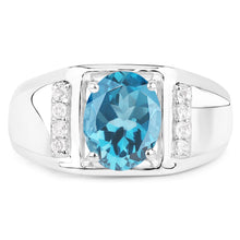 Load image into Gallery viewer, 2.18 Carat Genuine London Blue Topaz and White Topaz .925 Sterling Silver Ring

