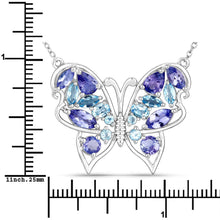 Load image into Gallery viewer, 3.60 Carat Genuine Tanzanite and Swiss Blue Topaz .925 Sterling Silver Necklace

