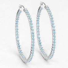 Load image into Gallery viewer, 3.60 Carat Genuine Swiss Blue Topaz .925 Sterling Silver Earrings
