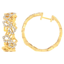 Load image into Gallery viewer, 14K Yellow Gold 3/4 Cttw Diamond Honeycomb Hoop Earrings (G-H Color, SI1-SI2 Clarity) - 24MM
