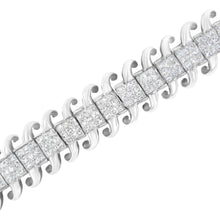 Load image into Gallery viewer, 14K White Gold 5.0 Cttw Princess Cut Diamond 7" Invisible Set Wavy S-Link Tennis Bracelet (G-H Color, SI1-SI2 Clarity)
