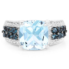 Load image into Gallery viewer, 4.98 Carat Genuine Blue Topaz and London Blue Topaz .925 Sterling Silver Ring
