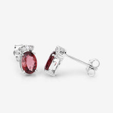 Load image into Gallery viewer, 1.35 Carat Genuine Pink Tourmaline and White Diamond 14K White Gold Earrings
