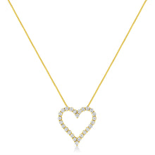 Load image into Gallery viewer, 14K Yellow Gold Plated .925 Sterling Silver 2.00 Cttw Shared Prong-Set Round Brilliant-Cut Diamond Open Heart 18" Pendant Necklace (K-L Color, I2-I3 Clarity)
