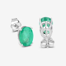 Load image into Gallery viewer, 2.40 Carat Genuine Zambian Emerald 10K White Gold Earrings
