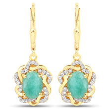 Load image into Gallery viewer, 2.36 Carat Genuine Emerald and White Topaz .925 Sterling Silver Earrings
