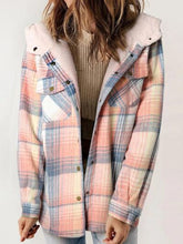 Load image into Gallery viewer, Plaid Snap Down Plush Hooded Jacket Soft &amp; Warm Women Outerwear Cozy And Comfortable Jacket
