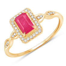 Load image into Gallery viewer, 0.75 Carat Genuine Ruby and White Diamond 14K Yellow Gold Ring
