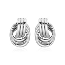 Load image into Gallery viewer, Polished Love Knot Earrings with Interlocking Rings in Sterling Silver
